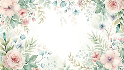 Fototapeta premium Elegant Watercolor Floral Frame for Wedding Invitations or Announcements