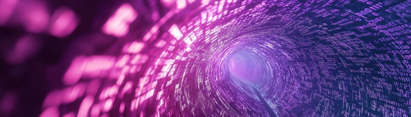 Exploring digital data flow abstract tunnel visual art futuristic environment close-up view technology concept