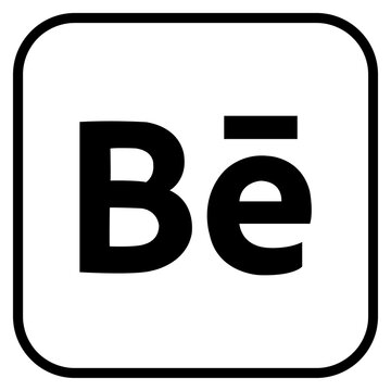 Behance Icon With Square Line And Transparent Background