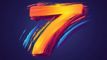 Vibrant and bold artistic representation of the number seven with colorful brush strokes
