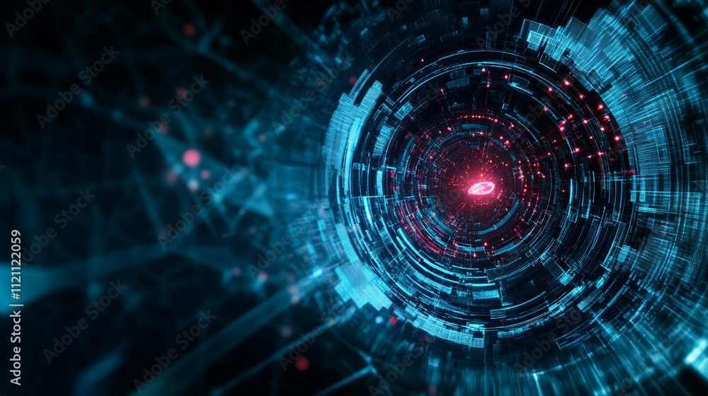 Poster modern light effected glowing technology background, futuristic digital technology landscape with ab