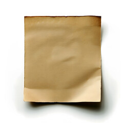 Obraz premium Blank Sticky Brown Paper Note with Shadow on White Background – Perfect for Stationery, Productivity Concepts, Office Branding, Stationery, E-commerce, Ads, Blogs, Social Media, Presentations