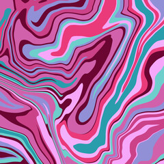 Bright colorful geometric swirl marble pattern Abstract multicolor layered curved wavy stripes Pink red green blue bubble gum colors