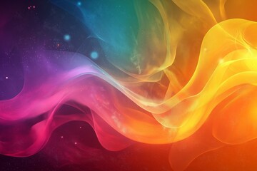 Obraz premium Vibrant and dynamic abstract gradient with fluid waves in pink, purple, and yellow tones, perfect for modern designs, backgrounds, and creative projects.