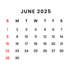 June 2025 Calendar png transparent background	