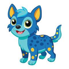 Cute Blue Dog Vector Design.