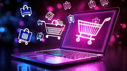 Cyber monday shopping excitement with digital carts and glowing online sales theme - Powered by Adobe
