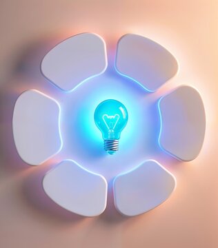 Infrographics of a glowing blue and white flower shaped