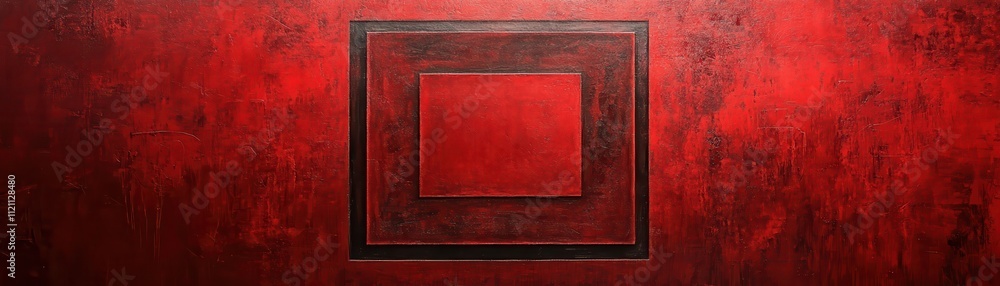 Poster abstract red painting with nested frames