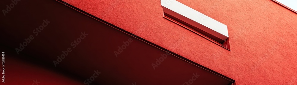 Poster Abstract Red Building Facade With White Window