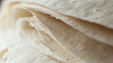 Obraz premium Close-up of fresh tortilla wraps showcasing their texture and layers.