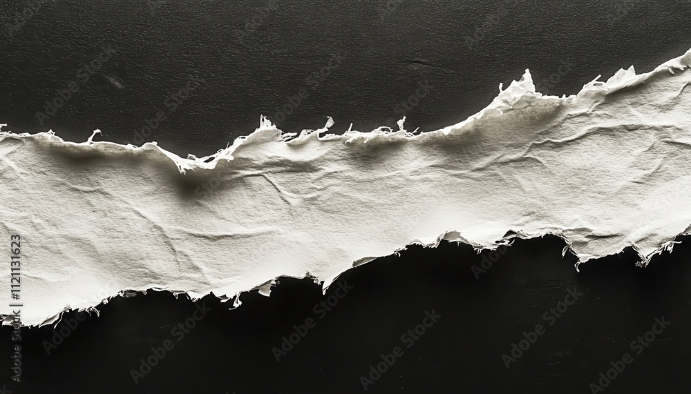 Poster Torn White Paper on Dark Background Abstract Texture