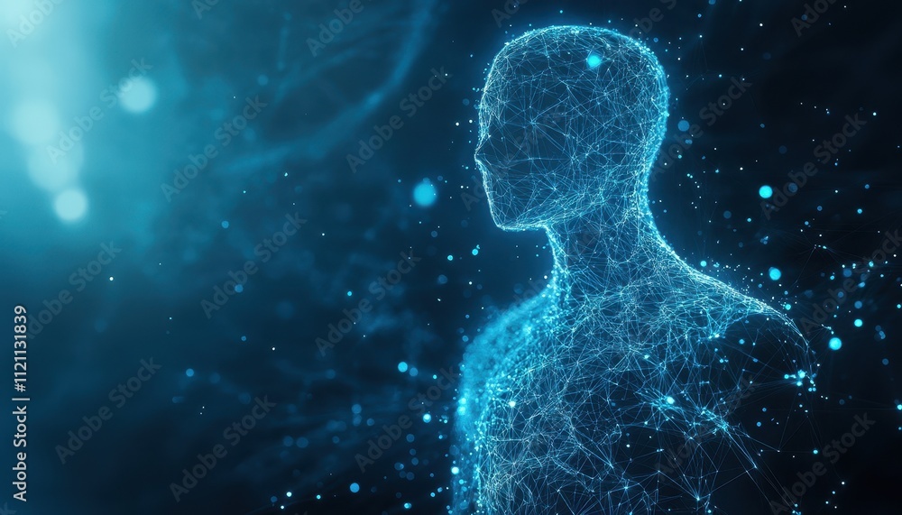 Poster digital human form network connections abstract