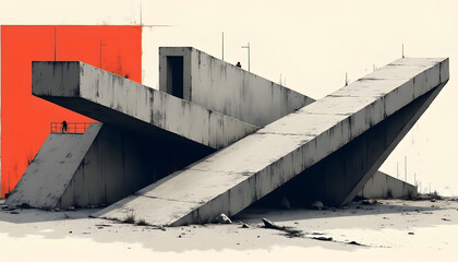 Angular Brutalist Design with Concrete Textures