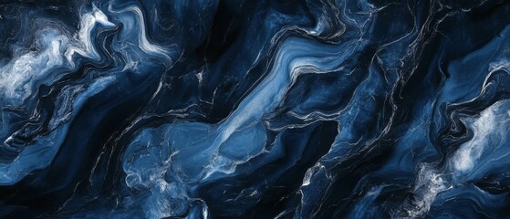 Obraz premium Abstract Blue Marble Texture: Swirling Deep Ocean Design for Backgrounds