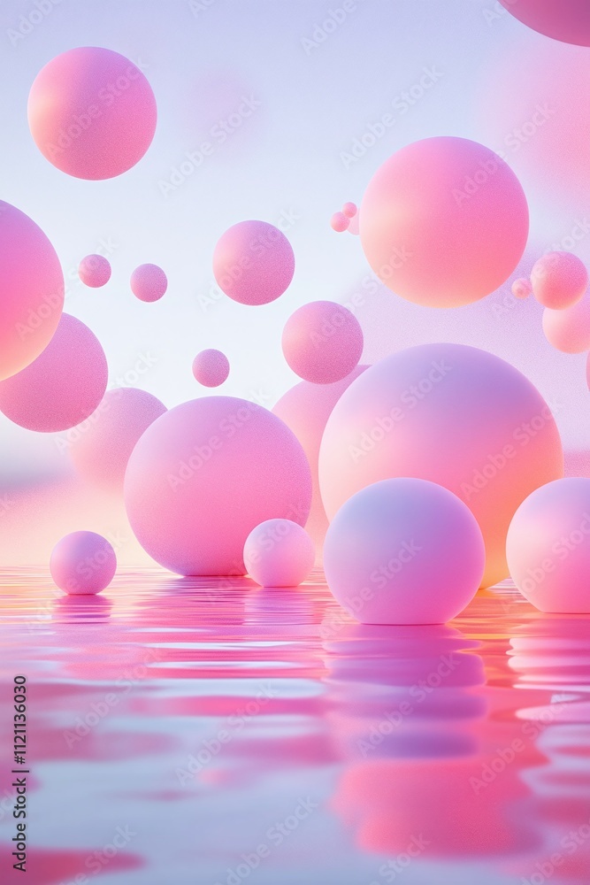 Aufkleber a gradient with abstract 3d spheres floating on the background.