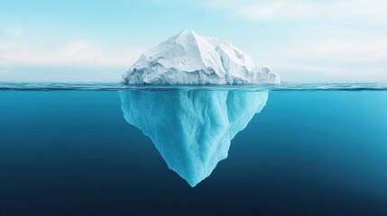 Large iceberg floating in the ocean, showing the tip of the iceberg