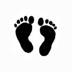 Black Footprint Pair on White Background
