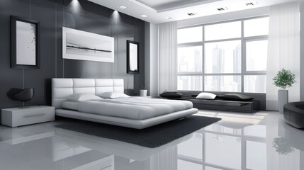 interior of a hotel room with beautiful bed and furniture inside it besides a beautiful background experience 