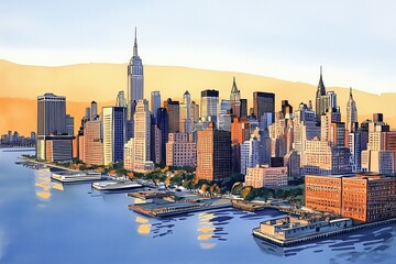 Obraz premium Colorful New York illustration