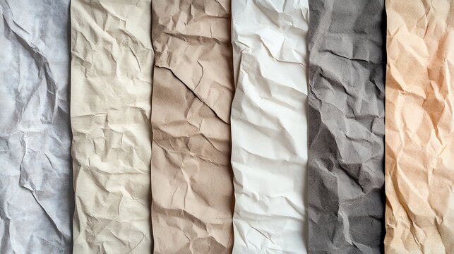 Textured paper sheets in neutral colors create an artistic abstract background.