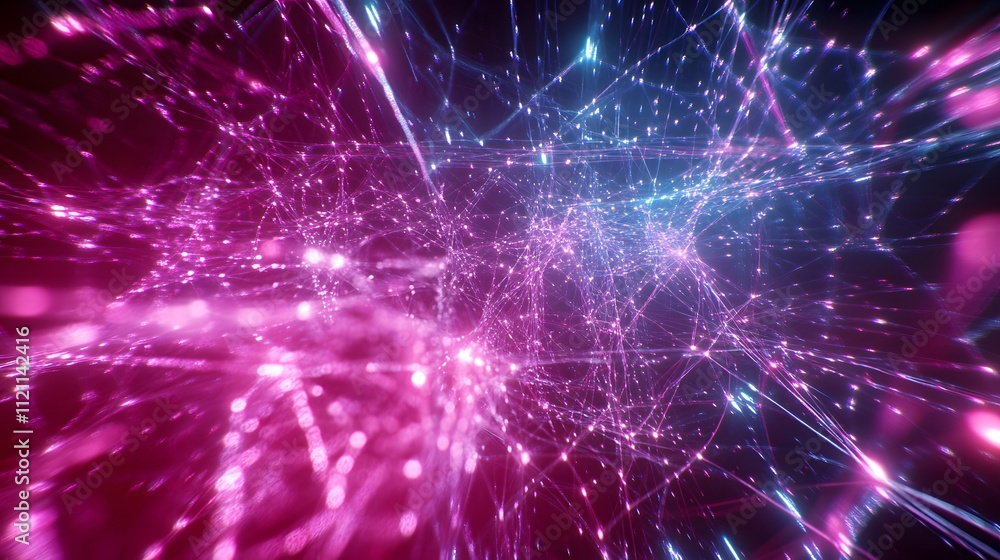 Aufkleber A conceptual design of interconnected glowing lines and nodes forming a web, representing income networks.