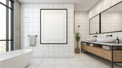 Luxurious bathroom with a freestanding bathtub and sleek design