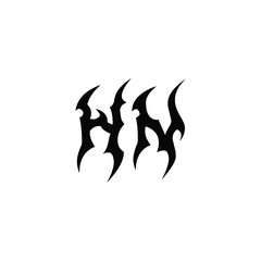 Obraz premium HN monogram logo design letter text name symbol monochrome logotype alphabet character simple logo