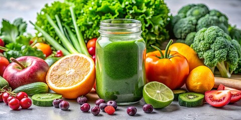 Refreshing Green Smoothie with Vibrant Fruits and Vegetables
