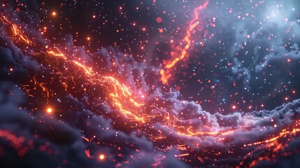 Obraz premium Flow of digital information. Global connection concept. Technology futuristic background. Big data visualization.