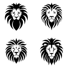 Lion head logo set silhouette collection