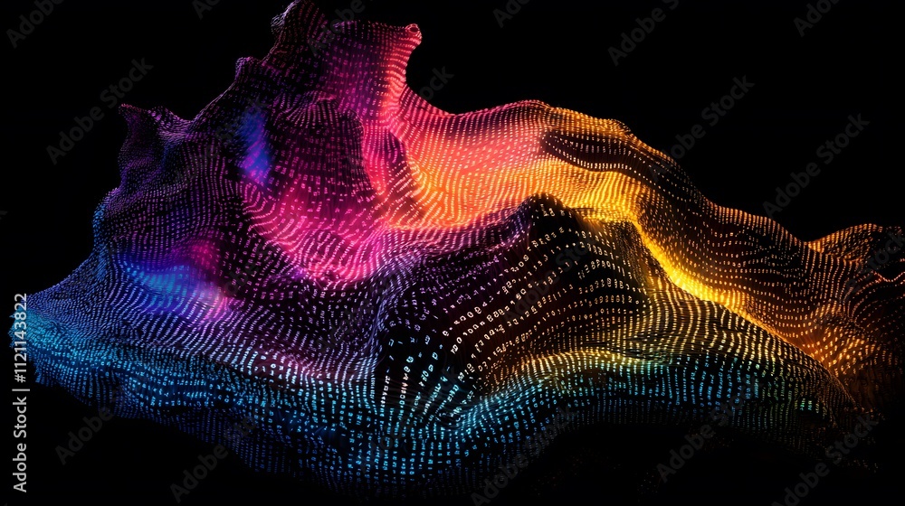 Aufkleber Layers of glowing charts and numerical patterns overlapping to form a digital representation of taxes.