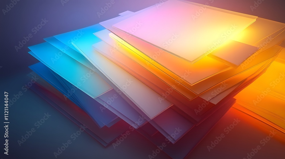 Aufkleber A vibrant depiction of tax categories as glowing layers, stacked in a futuristic 3D pattern.