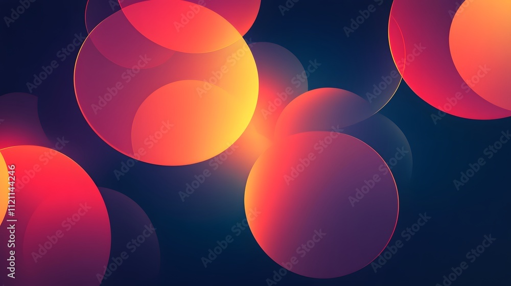Poster a creative design of overlapping glowing circles representing tax filing, deductions, and payments.