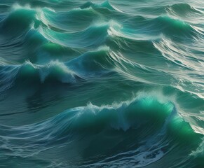 Naklejka premium Abstract art featuring undulating green and blue colors reminiscent of ocean waves, calming, abstract