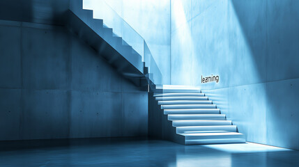 Fototapeta premium Education learning stairway. Learning starts with a step