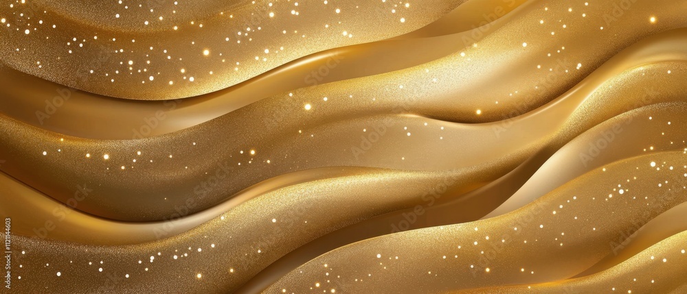 Aufkleber luxurious golden waves abstract background with sparkling glitter