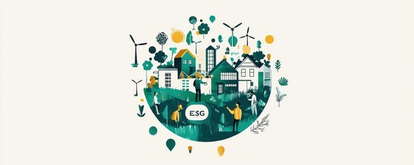Obraz premium Sustainable ESG logo showcasing environmental responsibility and innovation