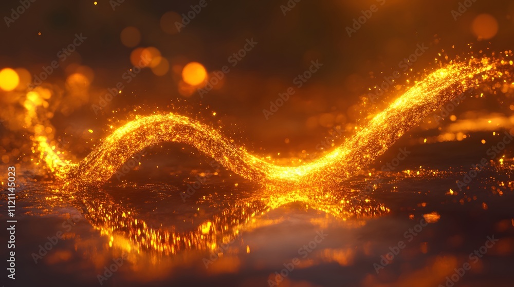 Aufkleber Golden waves merging into an abstract infinity loop, symbolizing infinite wealth.