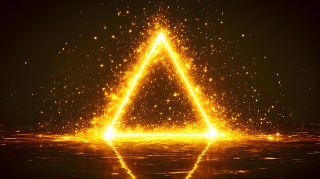 A glowing triangular pattern of golden shards radiating from a central point.