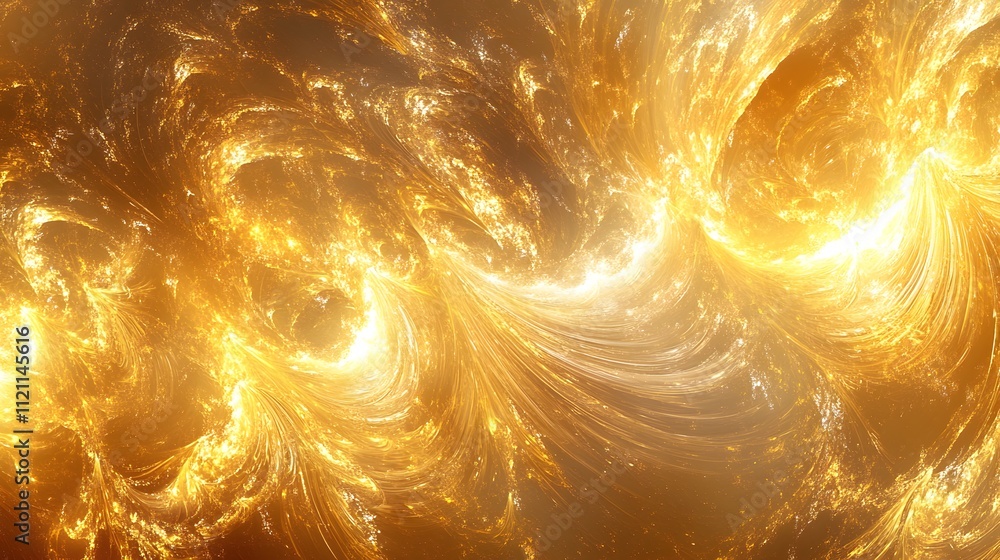Poster Golden waves forming a flowing abstract ocean of abundance.