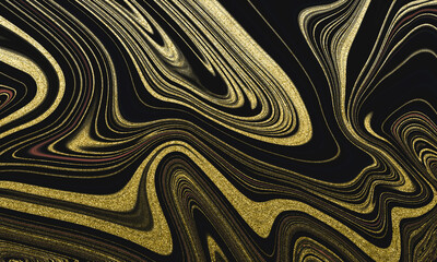 Luxurious black and gold marbled background with swirling, abstract patterns.