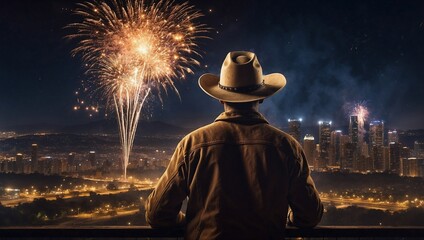 Man in Cowboy Hat Sees Fireworks 2025