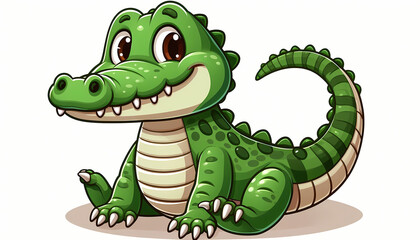 Fototapeta premium Cuban Crocodile illustration against white 