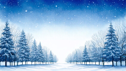 눈이 오는 겨울 숲