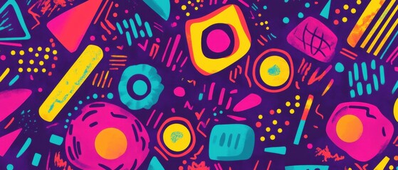 Obraz premium Vibrant Abstract Geometric Pattern Design, Bold Colors, 80s Retro Style