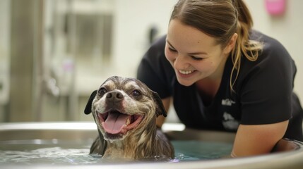 Happy Dog Underwater Therapy Session with Veterinarian Care