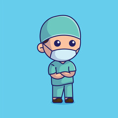 Simple Profession doctor surgeon cartoon vector illustration Collection of paramedic concept icon isolated