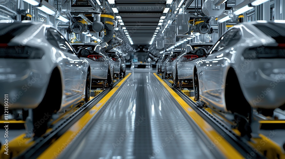 Poster Automotive assembly line with advanced safety features and engineering teamwork