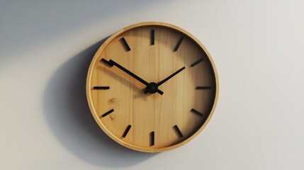 A minimalist wooden wall clock with clean lines and no numbers